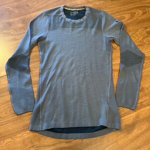 Smartwool Intraknit Merino Wool Base Layer Mens Small Blue Long Sleeve Crew Neck